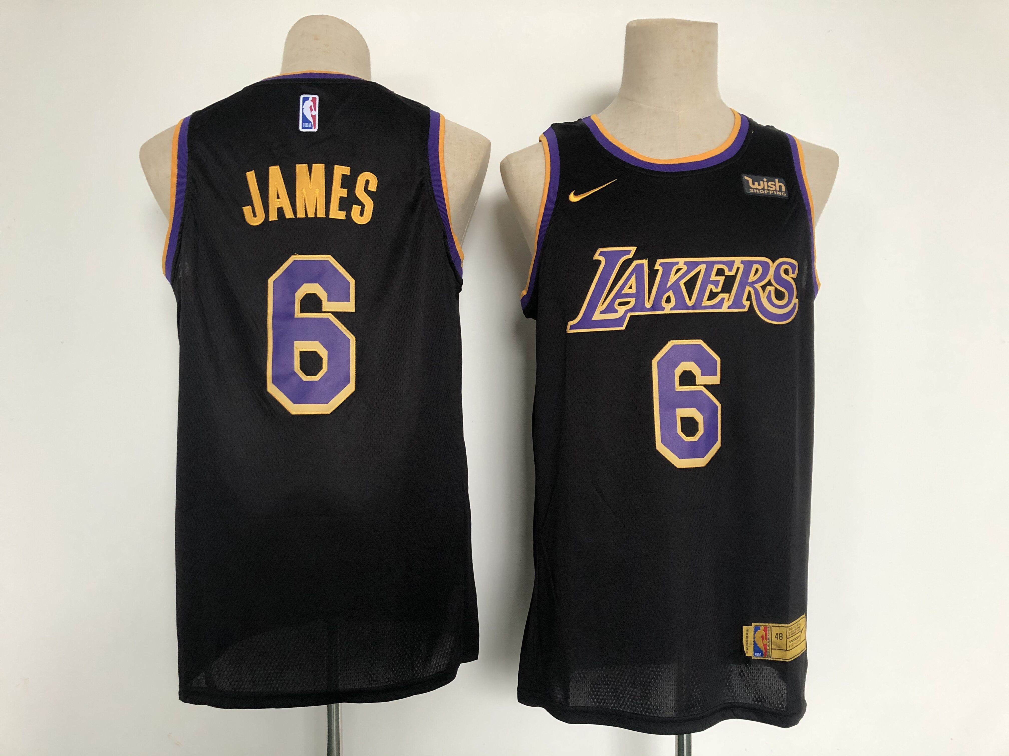Men Los Angeles Lakers 6 James Black Game Nike 2021 NBA Jersey